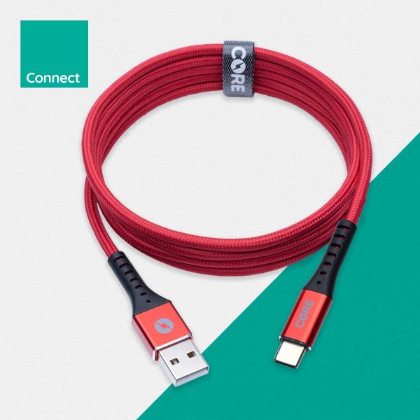 CORE Bolt Fast Charge Braided USB-C Cable Red