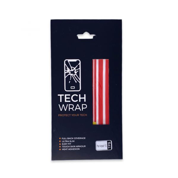 Red/White Striped TPS Tech Wrap for AirPods 1/2