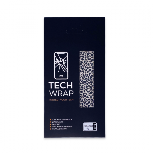 Black/White Leopard Print TPS Tech Wrap for AirPods 1/2