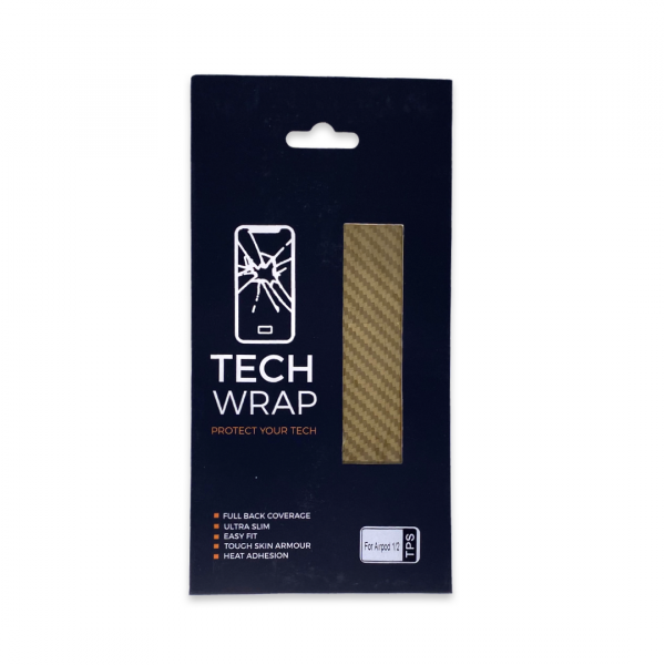 Gold Carbon Fibre TPS Tech Wrap for AirPods 1/2