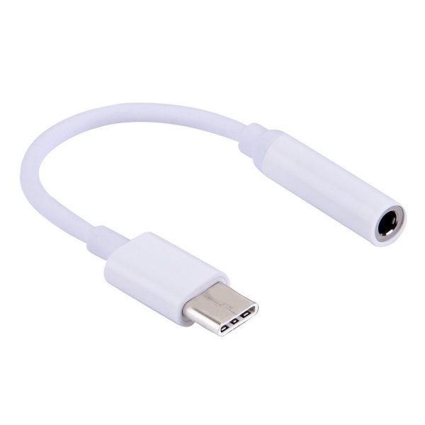 USB Type C to 3.5mm AUX Adapter White