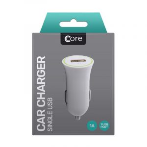 CORE Single Port USB Car Charger White