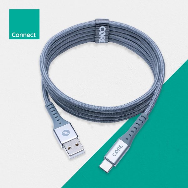 CORE Bolt Fast Charge Braided USB-C Cable Grey