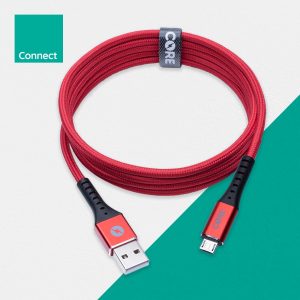 CORE Bolt Fast Charge Braided Micro USB Cable Red