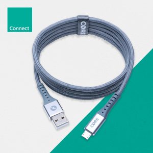 CORE Bolt Fast Charge Braided Micro USB Cable Grey