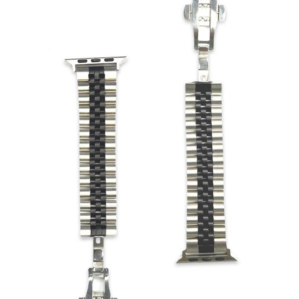 Stainless/Black Steel Band for iWatch - Image 4